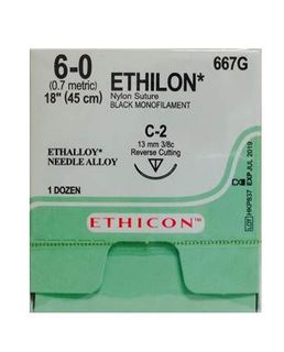 ETHILON SUTURE 6/0 13MM RC/12