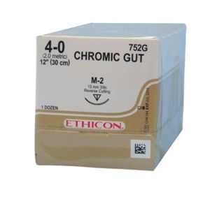 SUTURE CHROMIC GUT 4/0 13MM RC/12