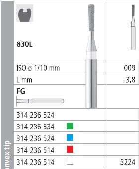 INTENSIV DIAMOND BUR 3224 FINE (830L-009) FG/6