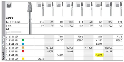 INTENSIV DIAMOND BUR 3413R FINE (845KR-021) FG/6
