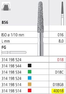 INTENSIV DIAMOND BUR 40D18 FINE (856-016) FG/6