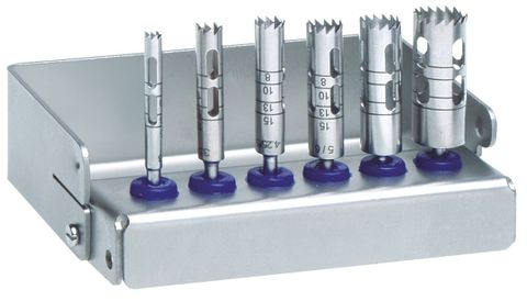 LONG TREPHINE KIT WITH BUR BLOCK/SET OF 6