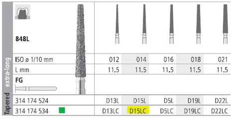 INTENSIV DIAMOND BUR D15L CRSE (848L-014) FG/6