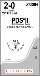 PDS*II MONOFILAMENT SUTURE 2/0 36MM 1/2 CT-1/36
