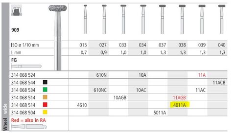 INTENSIV DIAMOND BUR 4011A FINE (909-038) FG/6