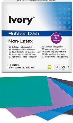 IVORY RUBBER DAM LATEX FREE PURPLE 6X6 PKT 15