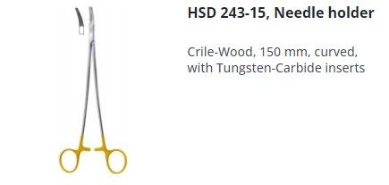 NEEDLE HOLDER CURVED TC CRILE WOOD 150MM