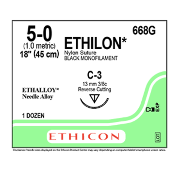 ETHILON BLK SUTURE 5/0 45CM C-2 /12