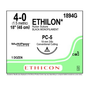 ETHILON BLK SUTURE 4/0 45CM PC-5 PRIME/12