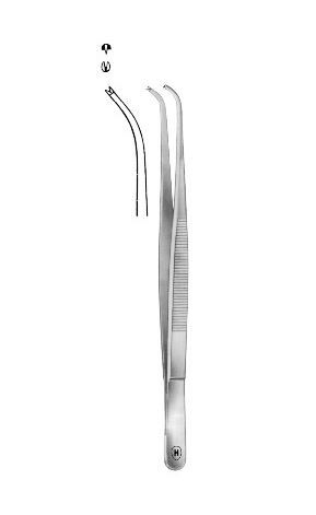 TISSUE FORCEPS DELICATE CURVED 130MM