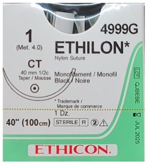 ETHILON SUTURE 1 100CM 4/0 1/2CT/12