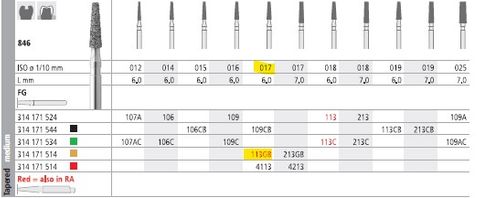 INTENSIV DIAMOND BUR 113G GOLD (846-017) FG/6