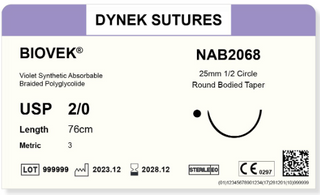 BIOVEK SUTURE 3/0 19MM, 3/8RC 76CM VIOLET /36