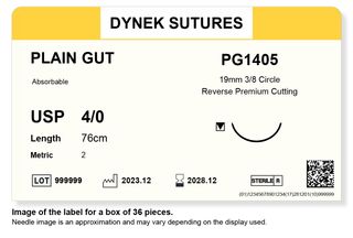 PLAIN GUT SUTURE 4/0 19MM, 3/8RC 76CM /36