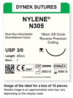 NYLENE 3/0 19MM, 3/8RC 45CM /12