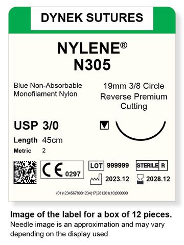 NYLENE 3/0 19MM, 3/8RC 45CM /12