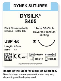 SILK SUTURE 4/0 19MM, 3/8RC 45CM /12