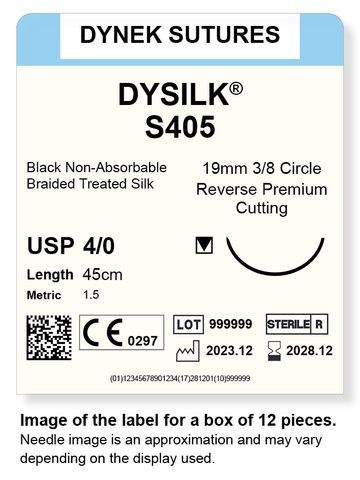 SILK SUTURE 4/0 19MM, 3/8RC 45CM /12