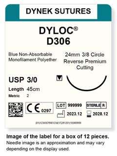 DYLOC SUTURE 3/0 24MM3/8RC 45CM/12