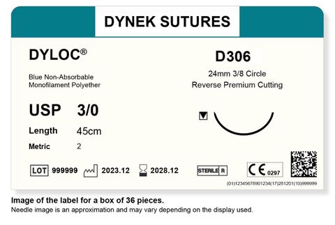 DYLOC SUTURE 3/0 24MM3/8RC 45CM/36