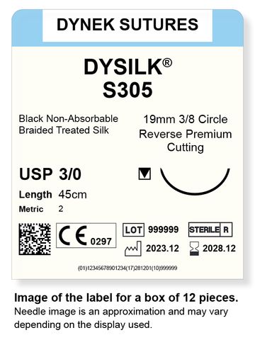 SILK SUTURE 3/0 19MM 3/8RC 45CM /12