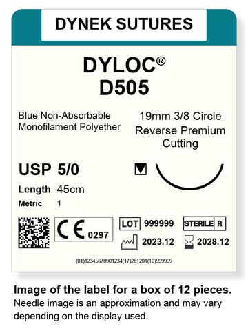 DYLOC SUTURE 5/0 19MM 3/8RC 45CM/12