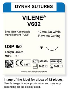 Vilene Suture 6/0 12mm 3/8RC 45cm pkt 12