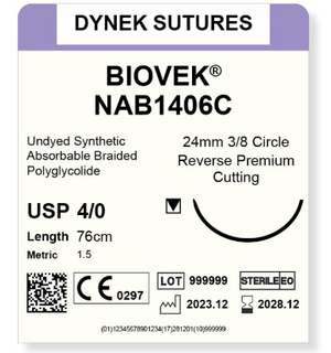 Biovek Suture 4/0 24mm 3/8RC violet 76cm/12