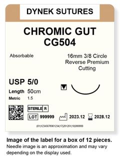 Chromic Gut Suture 5/0 16mm 3/8RC 50cm/12