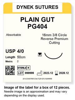 Plain Gut Suture 4/0 16mm 3/8RC 50cm/12