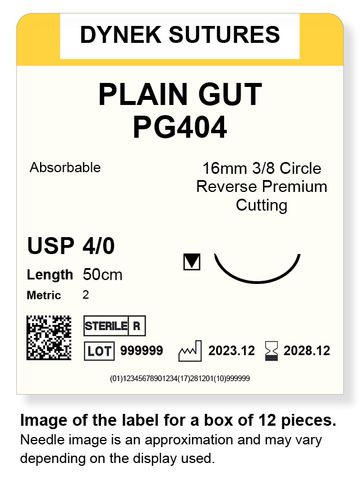 Plain Gut Suture 4/0 16mm 3/8RC 50cm/12