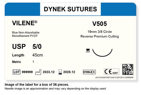 Vilene Suture 5/0 19mm 3/8RC 45cm pkt 36