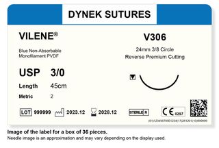 Vilene suture 3/0 19mm 3/8RC 45cm /36