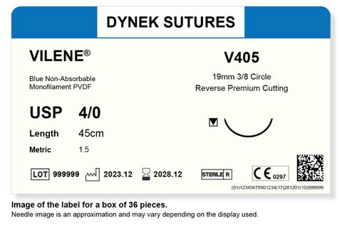 Vilene suture 4/0 19mm 38RC 45cm/36