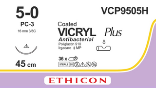 SUTURE VICRYL PLUS 5/0 16MM CCPRIME/36