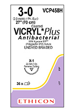 SUTURE VICRYL PLUS 3/0 1/2 CIRC RC 70CM UN/36