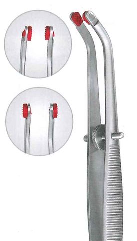 LAB CROWN FORCEPS CURVED W/SILICON TIPS
