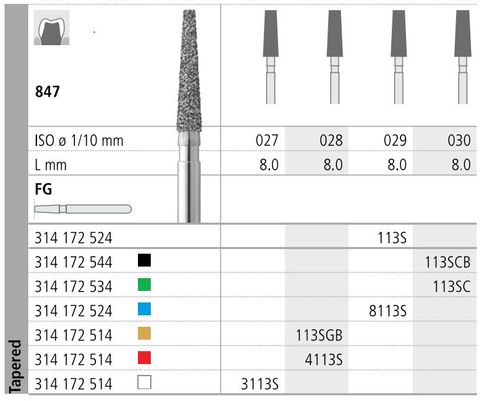 INTENSIV DIAMOND BUR 113S STD (847-029) FG/6