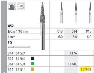 INTENSIV DIAMOND BUR 117SG GOLD (852-015) RA/6