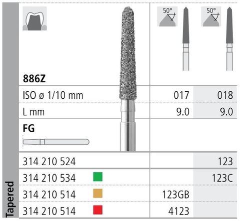 INTENSIV DIAMOND BUR 123 CRSE (886Z-018) FG/6