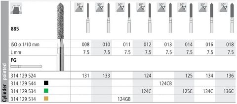 INTENSIV DIAMOND BUR 124 CRSE (885-012) FG/6