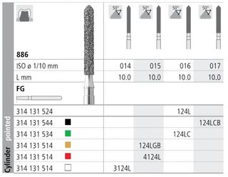 INTENSIV DIAMOND BUR 124L CRSE (886-016) FG/6