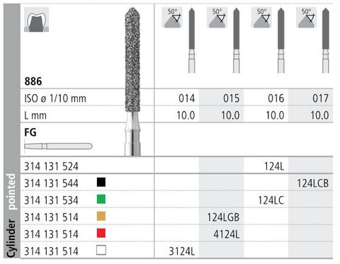 INTENSIV DIAMOND BUR 124L (886-016) FG/6