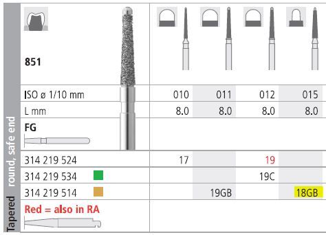 INTENSIV DIAMOND BUR 18 GOLD (851-015) FG/6