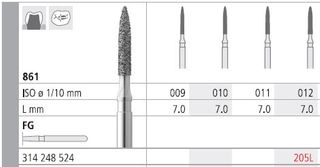 INTENSIV DIAMOND BUR 205L (861-012) RA/6