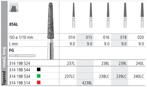 INTENSIV DIAMOND BUR 239L STD (856L-018) FG/6