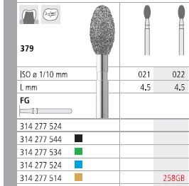 INTENSIV DIAMOND BUR 258G GOLD (379-022) FG/6