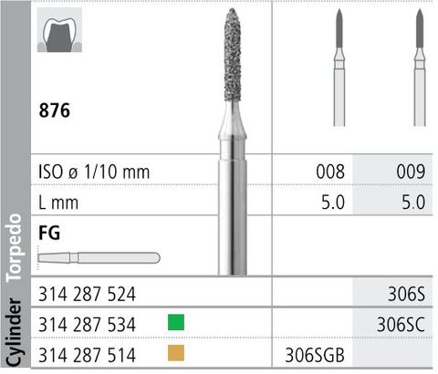 INTENSIV DIAMOND BUR 306S STD (876-009) FG/6