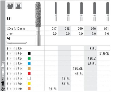 INTENSIV DIAMOND BUR 315L STD (881-020) FG/6