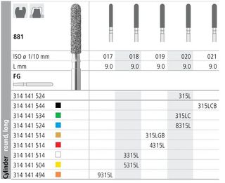 INTENSIV DIAMOND BUR 315L STD (881-020) FG/6